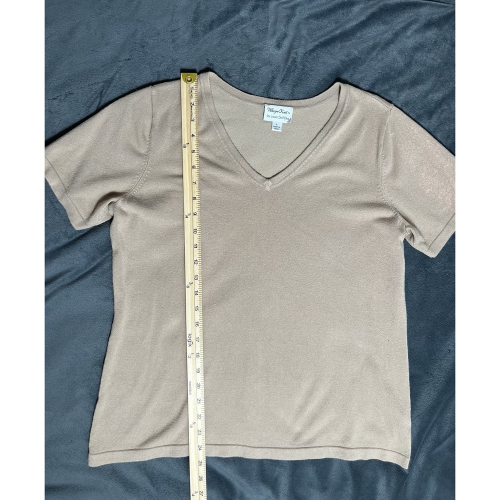 Whisper Knit Louis Dell'Olio Blouse Size L Solid Beige - Picture 3 of 8